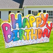Rasta Imposta Happy Birthday Inflatable Lawn Sign, Lights Up Outdoor/Indoor Use, 9' L x 5''H 19100