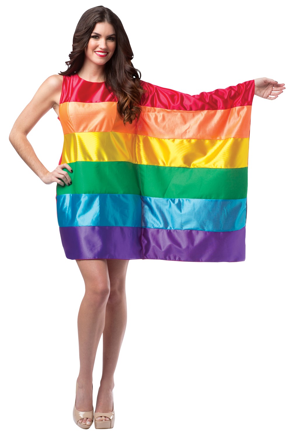 Rasta Imposta Rainbow Flag Pride Dress Costume, Women's Size 4-8 1969