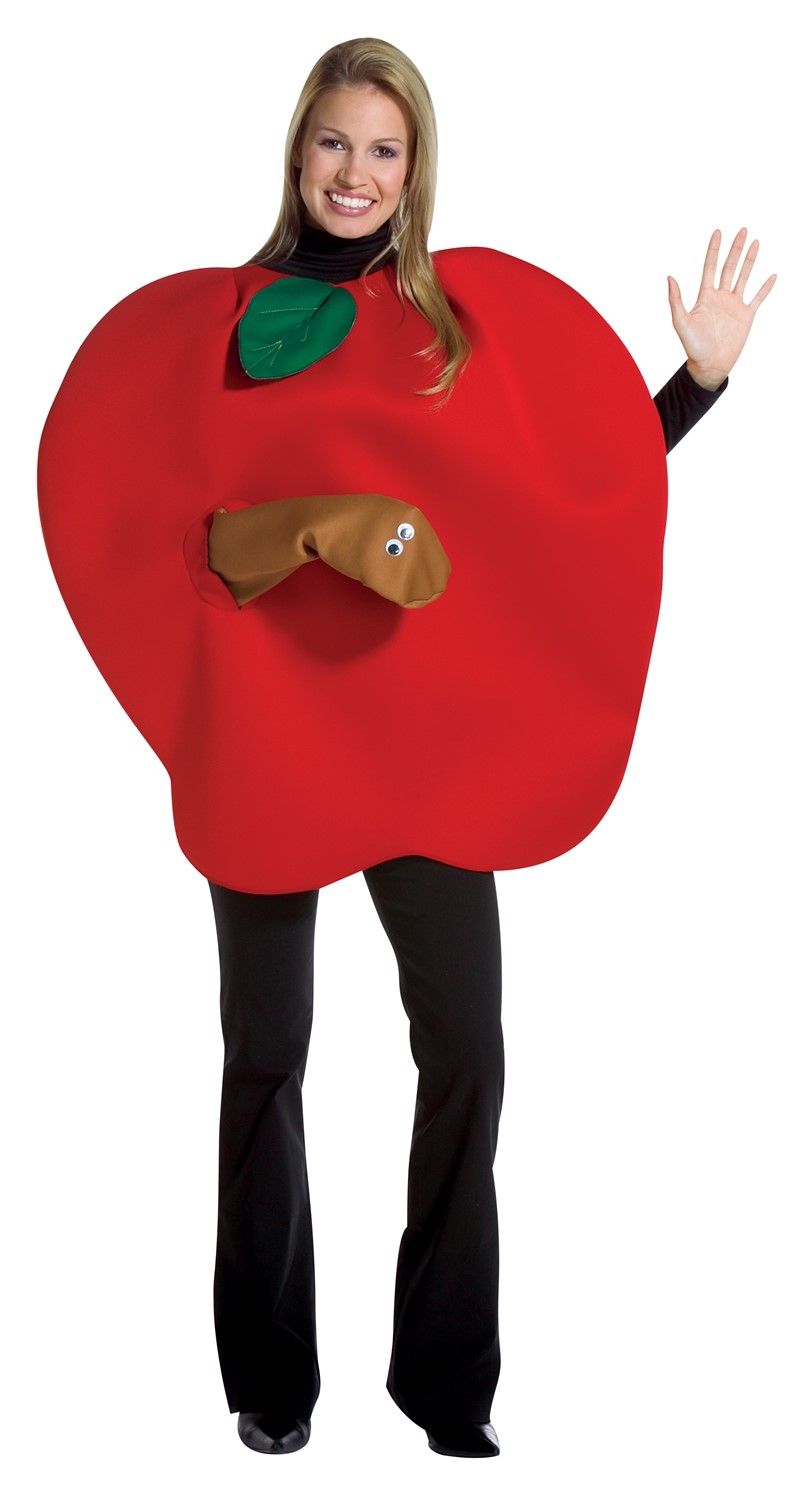 Rasta Imposta Red Apple Costume with Worm, Adult One Size GC7095