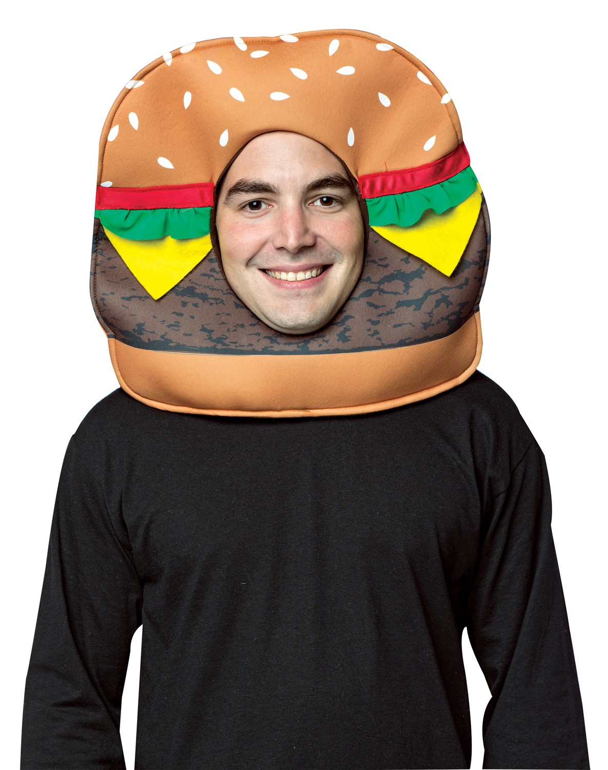 Rasta Imposta Cheeseburger Food Mask with Face Exposed, Adult One Size GC3551