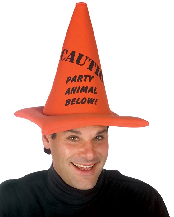 Rasta Imposta Party Animal Below Orange Caution Cone Hat, Adult One Size 3003-04