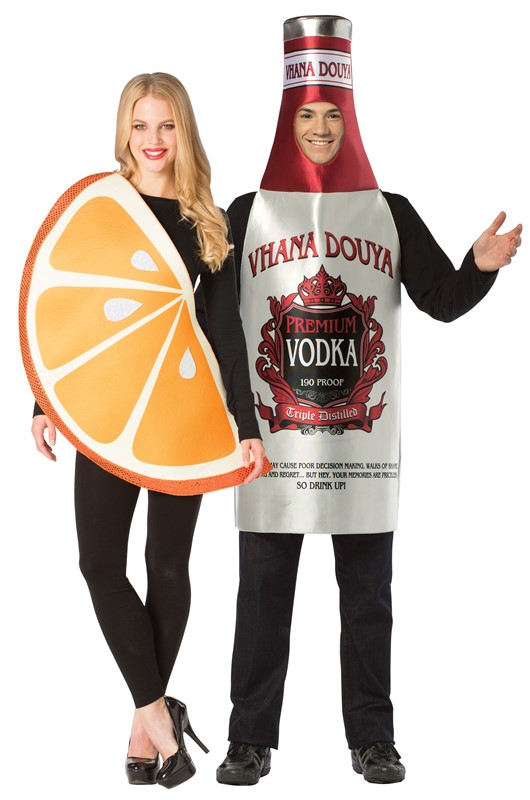 Rasta Imposta Screwdriver Drink Vodka Bottle & Orange Slice Couples Costume, Adult One Size 10331
