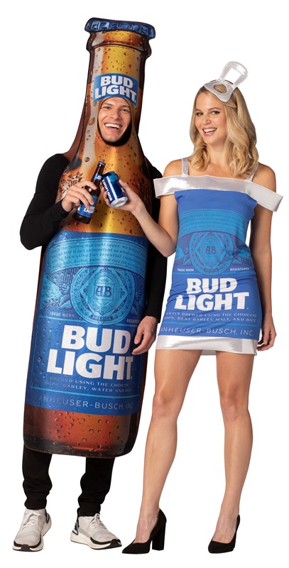 Rasta Imposta Bud Light Beer Bottle & Bud Light Dress Couples Costume, One Size & Women's L-XL 10333
