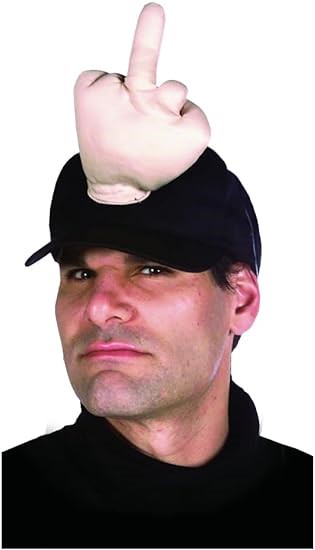 Rasta Imposta Flip the Bird The Finger Baseball Cap, moveable finger on cord 1798