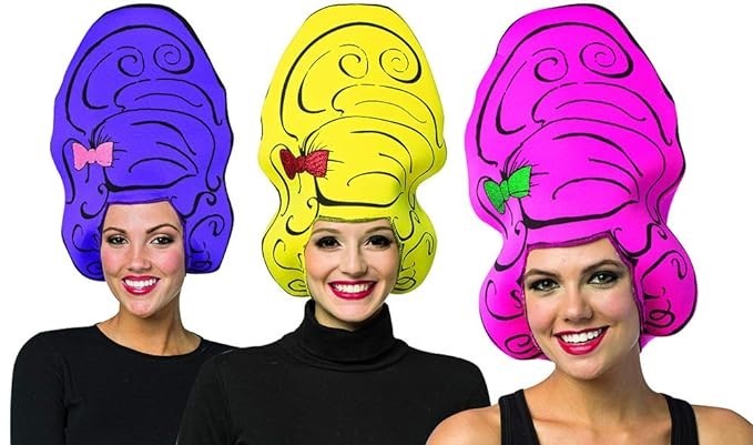 Rasta Imposta Pink, Purple & Yellow 3 Pack Beehive Cartoon Wigs, Adult One Size 20058
