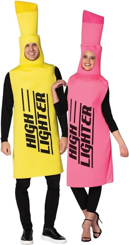 Rasta Imposta Pink & Yellow Highlighter Couple Halloween Costume, Adult One Size 20054