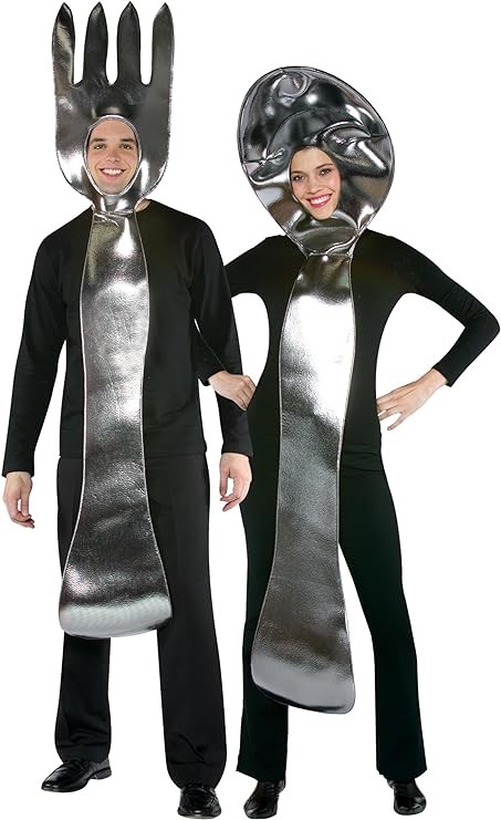 Rasta Imposta Silver Fork & Spoon Couples Costume, Adult One Size 10011