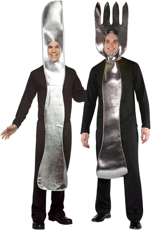 Rasta Imposta Silver Knife & Fork Couples Costume, Adult One Size 10013