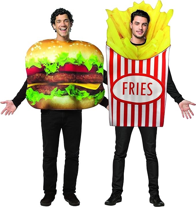 Rasta Imposta Cheeseburger & French Fries Couples Costume, Adult One Size 10083