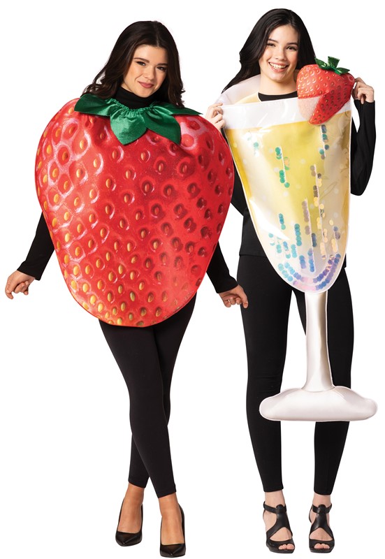 Rasta Imposta Champagne Flute Glass & Get Real Strawberry Couple Halloween Costume, One Size 20089