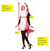 Rasta Imposta Pink Shark Costume Lightweight, Adult Sizes S-M 1181-SM View 2