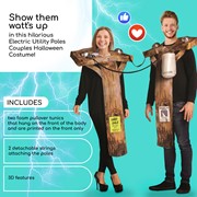 Rasta Imposta Electric Utility Poles Couples Halloween Costume, Adult One Size GCR1156 View 5