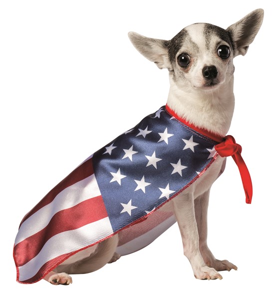 USA Flag Cape Dog Pet Costume, Available in Sizes X-Small to Large