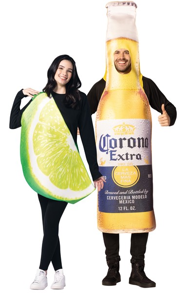 Corona Extra Beer Bottle & Ultimate Lime Slice Couples Halloween Costume