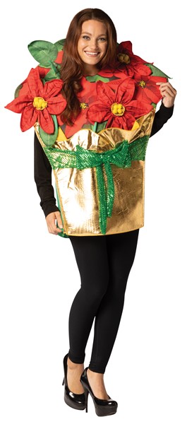 Red Poinsettia Holiday Plant Halloween Christmas Costume, Adult One Size