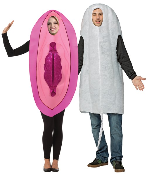 Heavy Flow Days Fancy Vagina & Tampon Couples Halloween Costume, Adult One Size