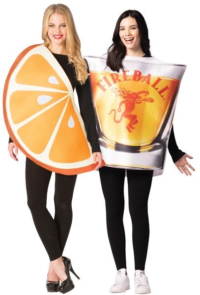 Fireball Shot Glass & Orange Slice Couples Halloween Costume, Adult One Size