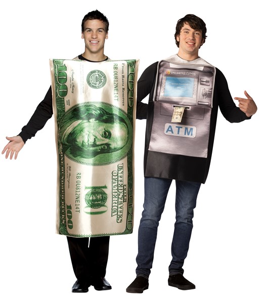 ATM Cash Machine & $100 Bill Halloween Couples Costume, Adult One Size