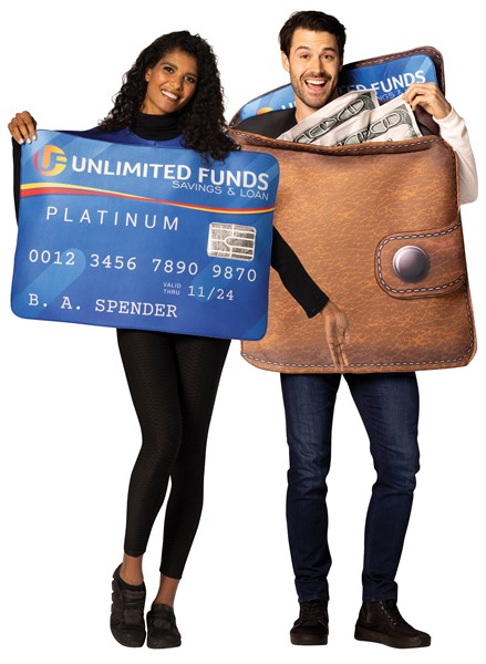 Men's Brown Wallet & Platinum Credit Card Halloween Couples Costume, Adult O/S