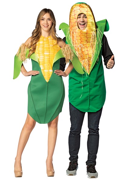 Corn on the Cob Dress & Corn on the Cob Tunic Couples Costume, Adult One Size
