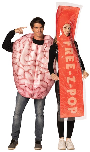 Brain & FREE-Z-POP Ice Red Couple Halloween Costume, Adult One Size